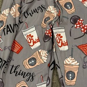 Favorite Things Starbucks, Chick-fil-a, Disney, Target leggings XL